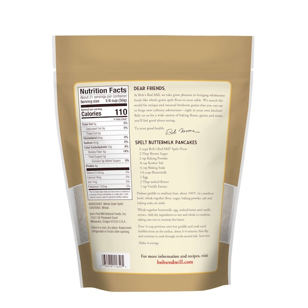 Bob's Red Mill Spelt Flour 22 oz. Pouches, PK4